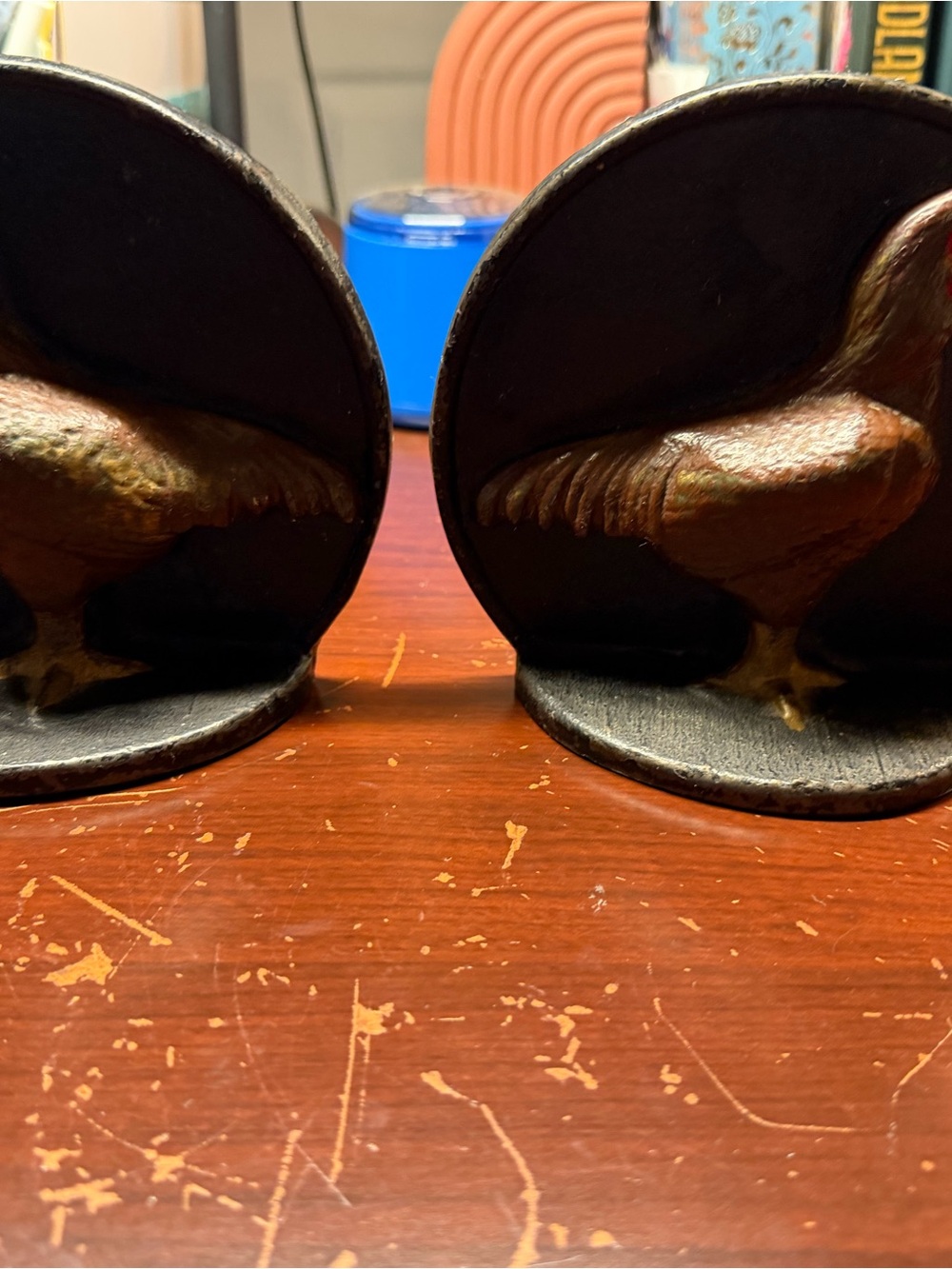Vintage Virginia Metalcrafters Cast Iron Rooster Chicken Bookends 8-12 VM Pair